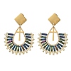 304 Stainless Steel with Glass Seed Beads Hoop Dangle Earrings EJEW-MZ00824-01-2