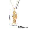 Shiny Brass Clear Cubic Zirconia Religion Saint Jude Pendant Necklaces for Christmas and Birthday Parties PX0651-2-1