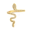 Rack Plating Snake Brass Micro Pave Clear Cubic Zirconia Cuff Rings for Women RJEW-C103-10G-2