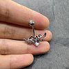Heart with Wings Brass Crystal Rhinestone Curved Barbell Belly Rings FS-WG4497F-01-3