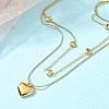 304 Stainless Steel Heart Pendant Double Layer Necklaces for Women NJEW-C084-04G-2