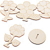 20Pcs 4 Styles Flower Unfinished Wood Display Decorations for DIY Painting Decoration Crafts DJEW-TA0001-38-3