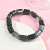 Column Natural Moss AgateBeads Stretch Bracelets for Women Men BJEW-A148-01A-28-3