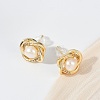 Brass Imitation Pearl Stud Earrings KK-D301-06G-4