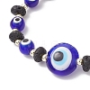 Natural Lava Rock & Handmade Lampwork Beads Stretch Bracelets BJEW-JB11984-03-3
