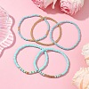 5Pcs 5 Styles Handmade Polymer Clay & Glass Stretch Bracelets BJEW-JB10971-03-2