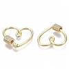 Brass Micro Pave Clear Cubic Zirconia Screw Carabiner Lock Charms ZIRC-T013-05G-NF-2