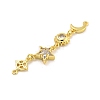 Rack Plating Brass Clear Cubic Zirconia Sun Moon Star Connector Charms KK-G513-40G-2