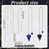 4Pcs 4 Styles Natural Blue Spot Jasper & Rose Quartz & Amethyst & Quartz Crystal  Dowsing Pendulums NJEW-ME0001-20-2