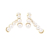 Brass ABC Plastic Imitation Pearl Round Dangle Stud Earrings EJEW-S270-05G-2