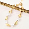 Nuggets 304 Stainless Steel & ABS Plastic Imitation Pearl Chain Bracelets BJEW-A169-07G-2