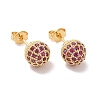 Hot Pink Cubic Zirconia Disco Ball Stud Earrings EJEW-C030-02-2