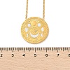 304 Stainless Steel Clear Cubic Zirconia Moon Phase Flat Round Pendant Necklaces NJEW-R018-03G-5