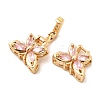Brass Micro Pave Cubic Zirconia Fold Over Clasps KK-C075-35G-2