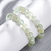 Natural Prehnite Round Beaded Stretch Bracelets for Men Women BJEW-G743-01F-1