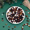 250Pcs 5 Colors Spray Painted Round Natural Schima Wood Beads WOOD-PA0001-74-4