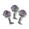 Angel Brass Natural Amethyst Pendants KK-D361-02AS-27-1