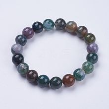 Natural Indian Agate Beaded Stretch Bracelets BJEW-I253-10mm-11