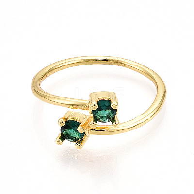 Brass Micro Pave Cubic Zirconia Cuff Rings for Women KK-T070-114-1