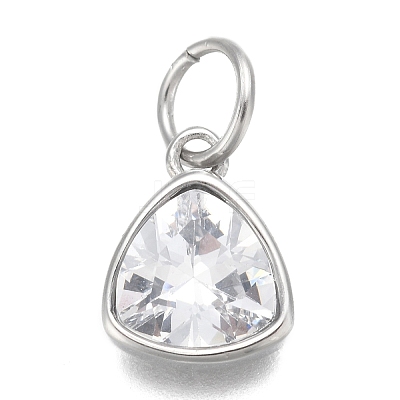 304 Stainless Steel Cubic Zirconia Pendant X-ZIRC-P080-B09-1