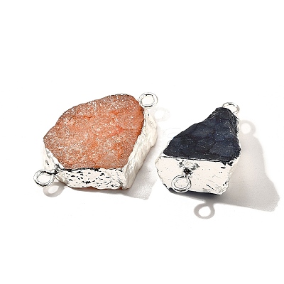 Raw Rough Natural Dyed Quartz Crystal Links Connector Charms G-K189-04S-1
