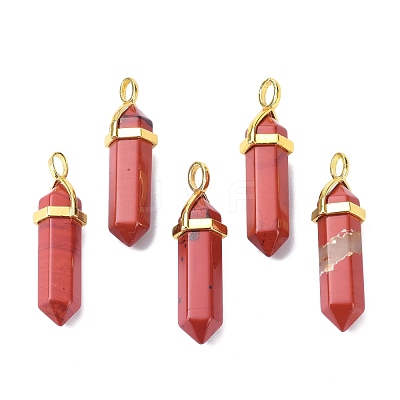 Natural Red Jasper Pointed Pendants G-G025-01G-12-1