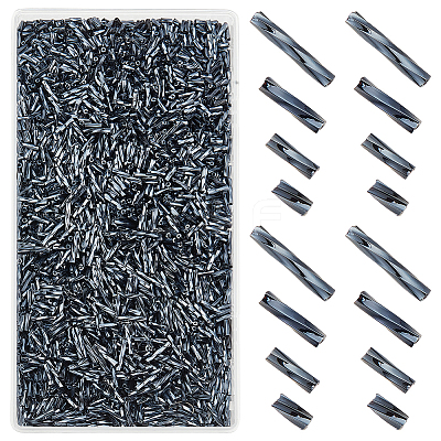 2000Pcs 4 Styles Glass Twisted Bugle Beads SEED-GO0001-09A-1
