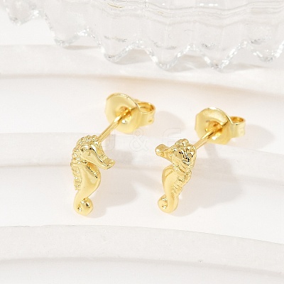 Brass Stud Earrings EJEW-R032-04G-1