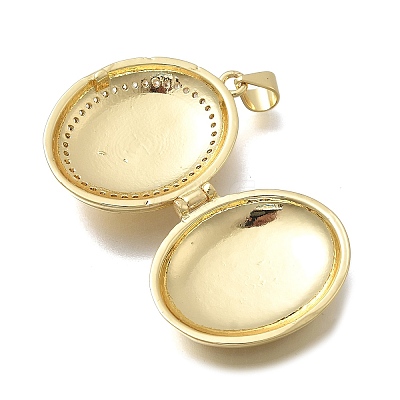 Brass Micro Pave Clear Cubic Zirconia Locket Pendants KK-D431-031B-G-1