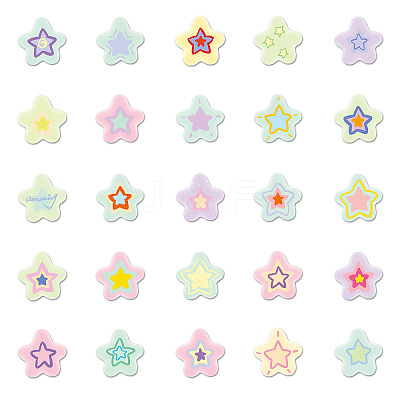 50Pcs Cute Star PVC Self-Adhesive Stickers PW-WG31145-01-1