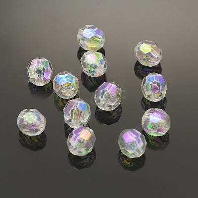 AB Color Plated Clear AB Transparent Acrylic Round Beads X-TACR-PL642-8mm-22-1