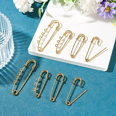 6 Styles 304 Stainless Steel Safety Pins Brooch Findings STAS-TA0006-12G-1