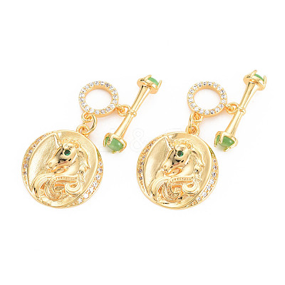 Rack Plating Brass Micro Pave Clear Cubic Zirconia Toggle Clasps KK-N233-183-1