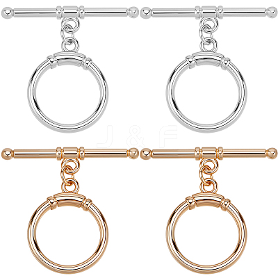 10Pcs 2 Colors Brass Toggle Clasps KK-BBC0021-22B-1