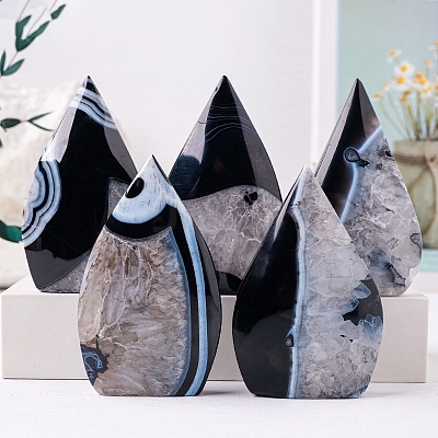 Natural Dyed & Heated Dyed & Heated Black Agate Sculpture Ornament PW-WG62403-01-1