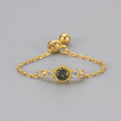 Adjustable Brass Micro Pave Cubic Zirconia Finger Rings WG86157-01-1