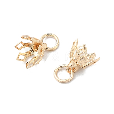 Flower Rack Plating Brass Filigree Bead Cap Bails X-KK-L102-27G-01-1