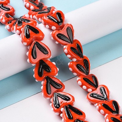 Heart Handmade Lampwork Beads Strands LAMP-G150-01F-1