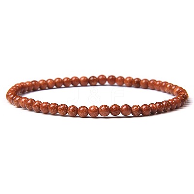 Synthetic Goldstone Beads Stretch Bracelets XZ8284-6-1