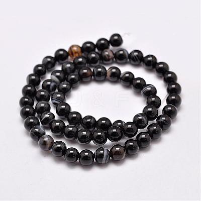 Natural Black Agate Bead Strands G-G962-4mm-12-1