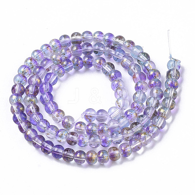 Transparent Spray Painted Glass Bead Strands GLAA-N035-03A-B05-1
