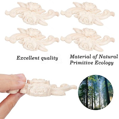 Wood Carved Appliques DIY-WH0032-28-1