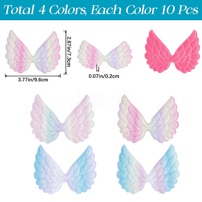40Pcs 4 Colors Angel Wing Shape Sew on Patches Applique FIND-GF0005-44-1