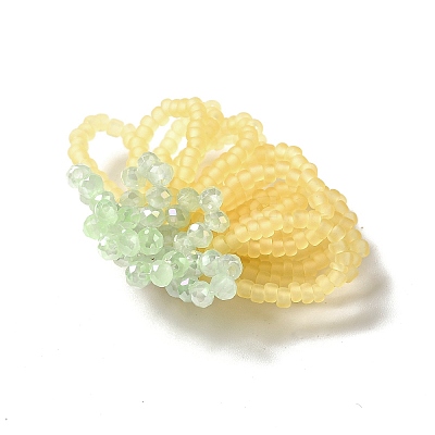 Glass Beads Braided Flower Cabochons GLAA-F120-01B-1