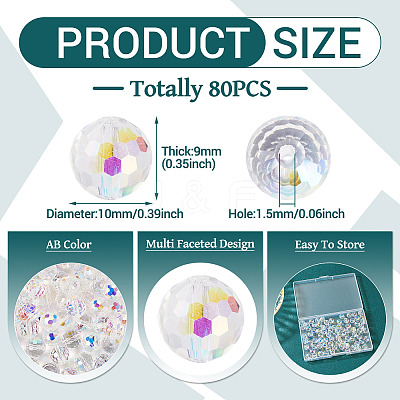 80Pcs AB Color Plated Glass Beads EGLA-TA0013-01A-1