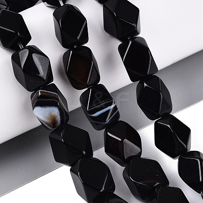 Natural Black Agate Beads Strands GG-N361-06A-07-1