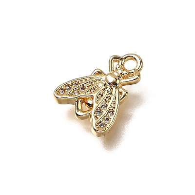 Brass Micro Pave Cubic Zirconia Charms KK-B152-07B-G-1