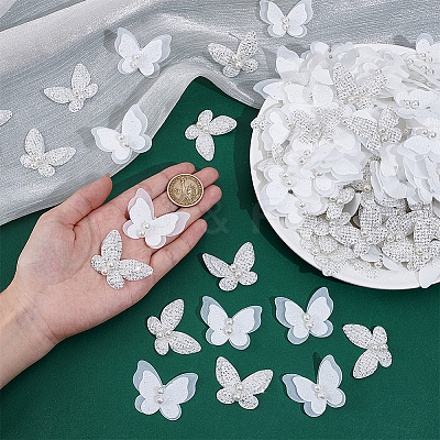 40Pcs 2 Styles Polyester Lace Butterfly Ornament Accessories FIND-NB0007-12-1