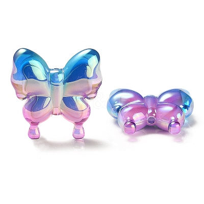 UV Plating Rainbow Iridescent Acrylic Beads OACR-G012-09D-1