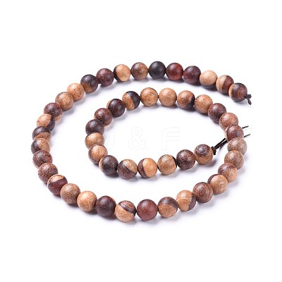 Natural Wood Beads Strands WOOD-F008-04-C-1